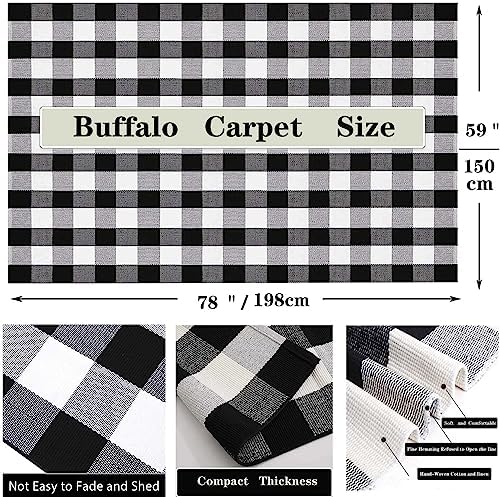 Buffalo Plaid Outdoor Rug 5' x 7' Washable Rugs,Black and White Check...