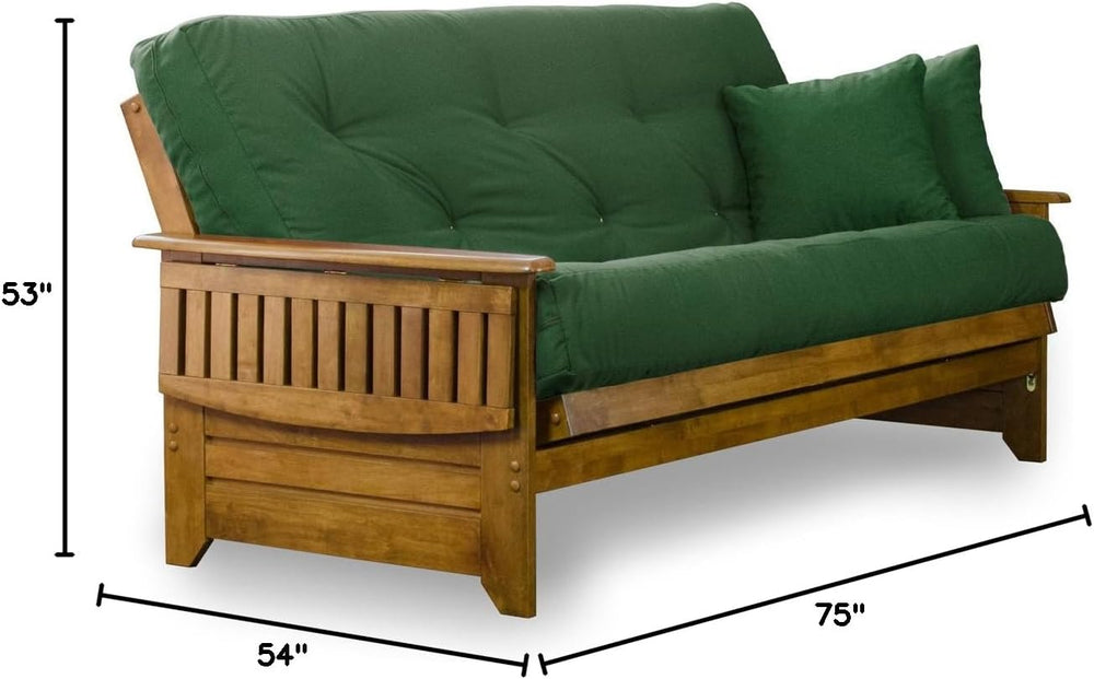 Brentwood Tray Arm Futon Sofabed Set - Full Frame, 8" Hunter Green Mattr...