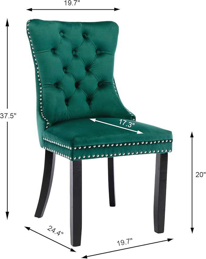 Green Velvet Dining Chairs Set of 6, Upholstered Dining Room Chairs with Back...