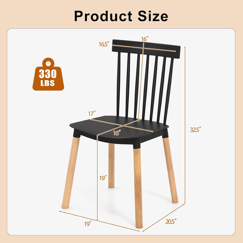 POWERSTONE Windsor Dining Chair Set of 4, Farmhouse Kitchen Chairs with Solid...