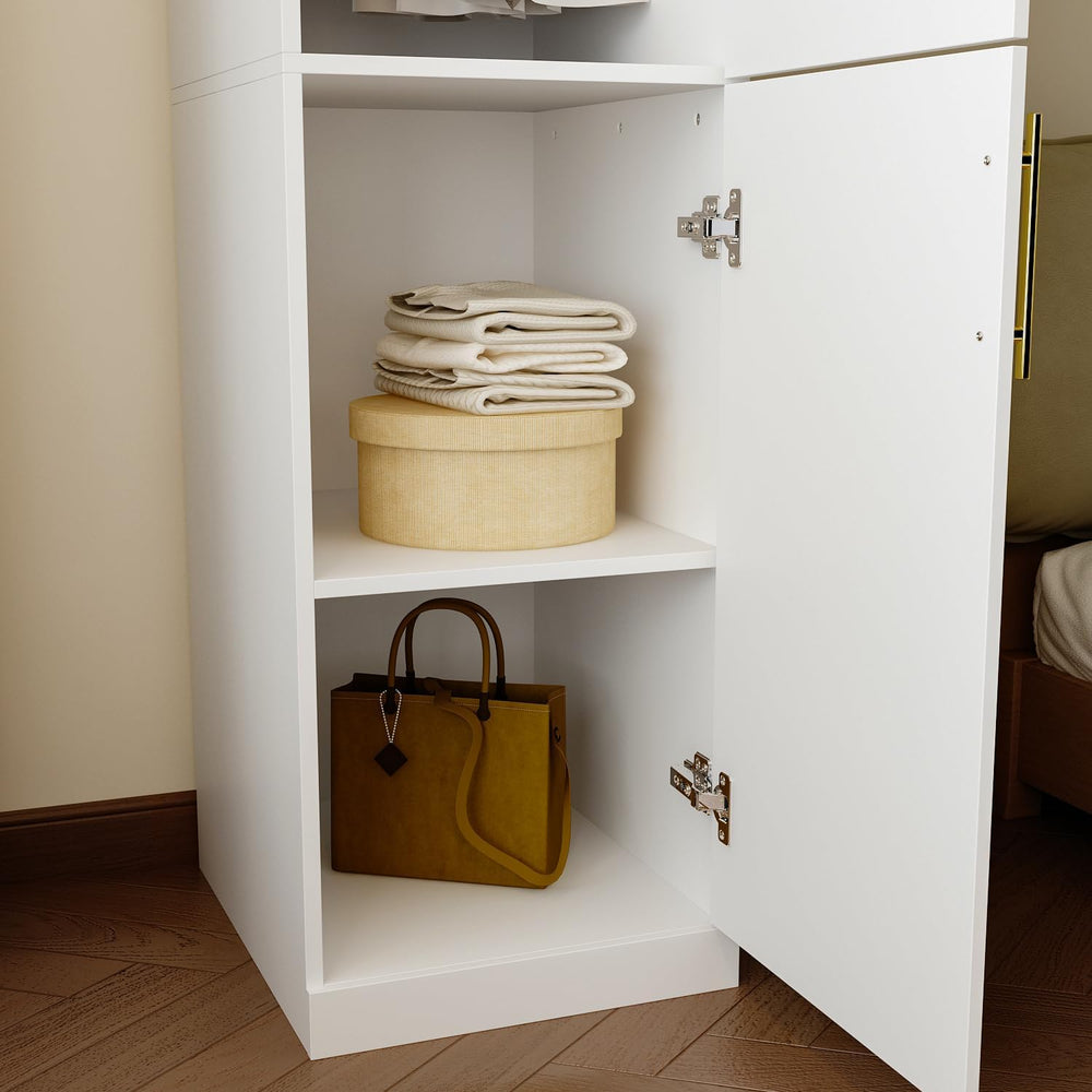 FUFU&GAGA Narrow Wardrobe Closet with 2 Doors, Modern White Bedroom Armoire