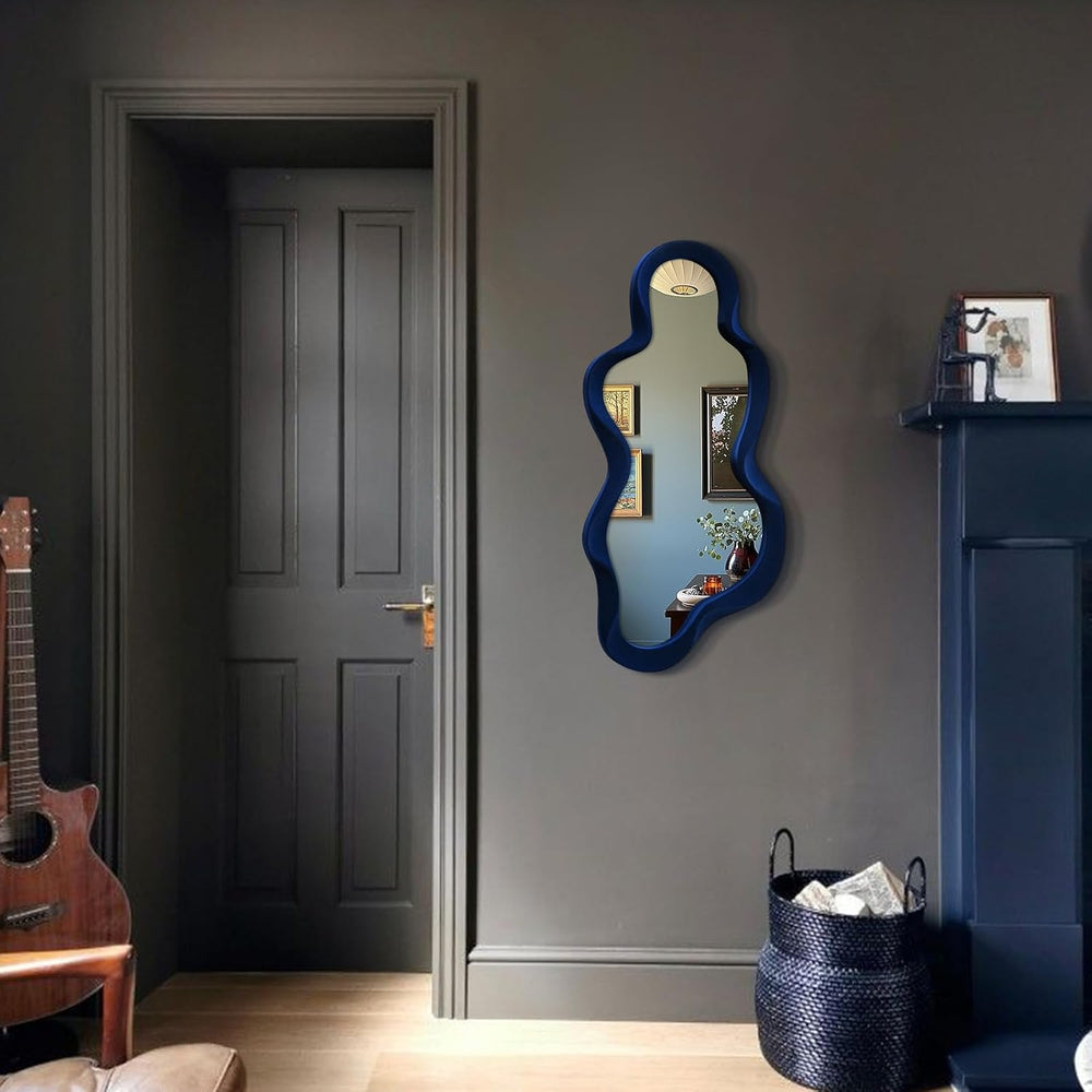 Living Room Mirrors for Wall Decor,13.8x29.7 Cloud Mirror,Dark Blue