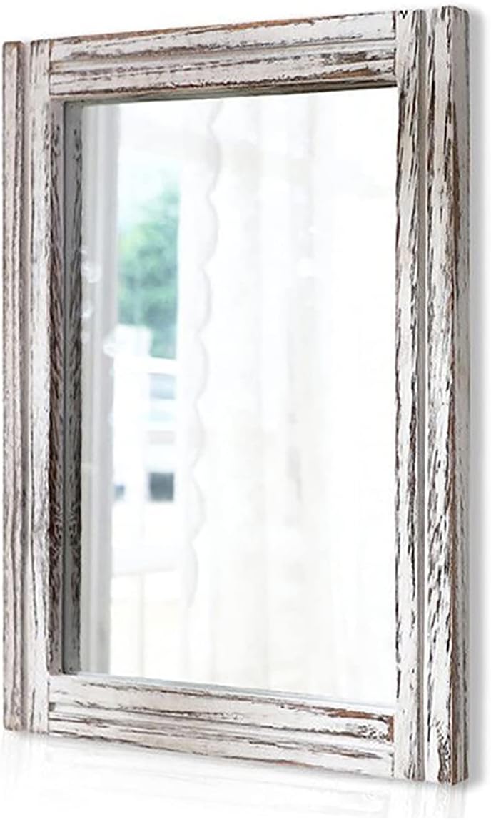 AAZZKANG Large Wall Mirrors with Rustic Wood Framed 28"x20" Rectangle