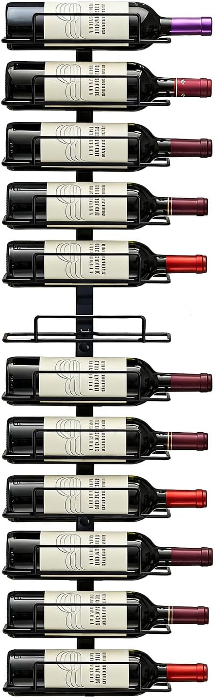 Wall Mount Wine Rack – 12 Bottles – Wine Bottle Holder for Wall | Black Metal...