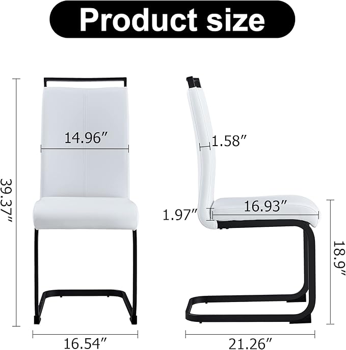 AZmac Modern Leather Dining Chairs Set of 4,Armless Kitchen Chairs,Dining Roo...