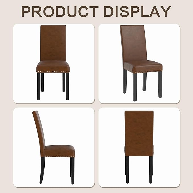 LSSBOUGHT Dining Chairs Set of 2, Modern Dining Room Chair,Upholstered Pu Lea...