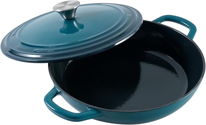Flavehc Braiser Enameled Cast Iron Braiser 3 qt Braiser Pan