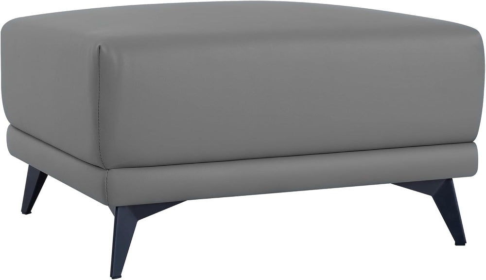 Naomi Home Dora 29.5" Square Ottoman | Synthetic Leather Footstool, Couc...