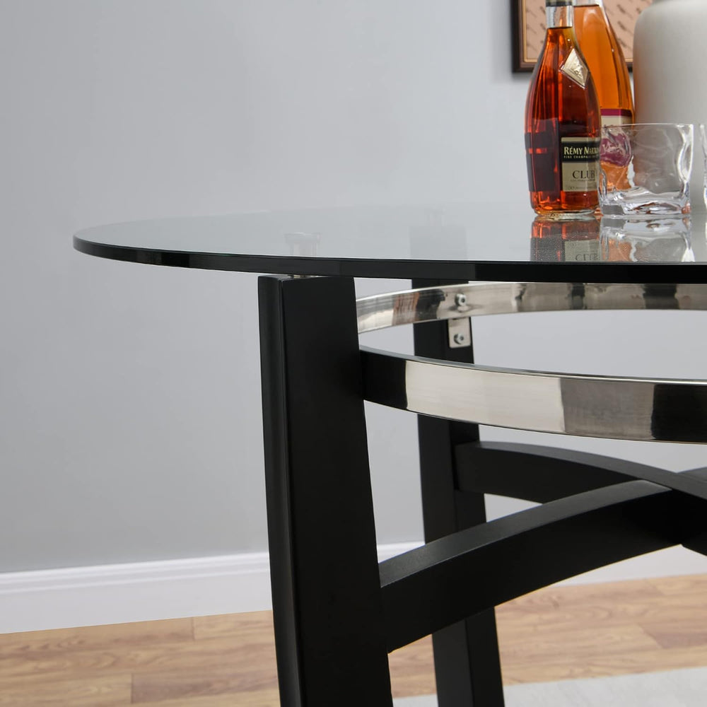 Glass Counter Height Bar Table Stools Set for 4, 42"D Table Set