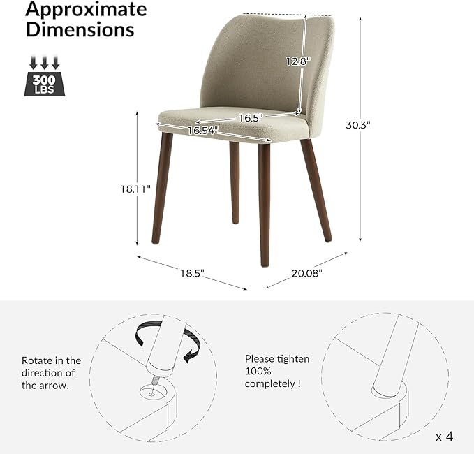 Dining Chairs Set of 6, Upholstered Kitchen Dining Room Chair Set Morden Acce...