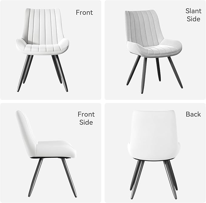 Mid Century Modern Dining Chairs Set of 4, Soft Cushion Upholstered Fabric Ki...