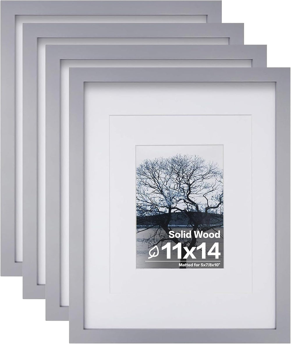 Egofine 11x14 Picture Frames, 4 Pack Display Pictures 5x7/8x10 with Mat or 11...
