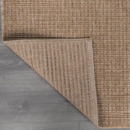 Beverly Rug Easy Jute Natural Rug 8x10 Solid Washable Durable Outdoor Indoor ...