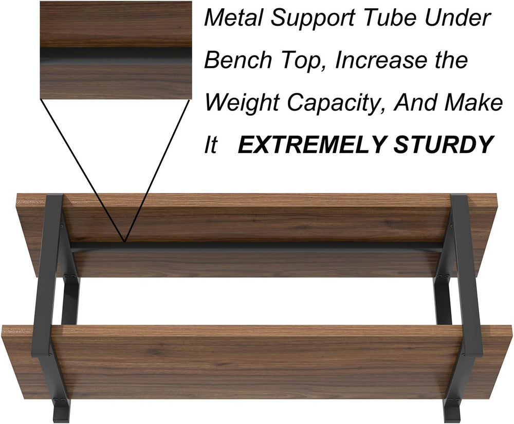 FOLUBAN Entryway Bench with Shoe Storage, Modern End of Bed Bench, Wood and M...
