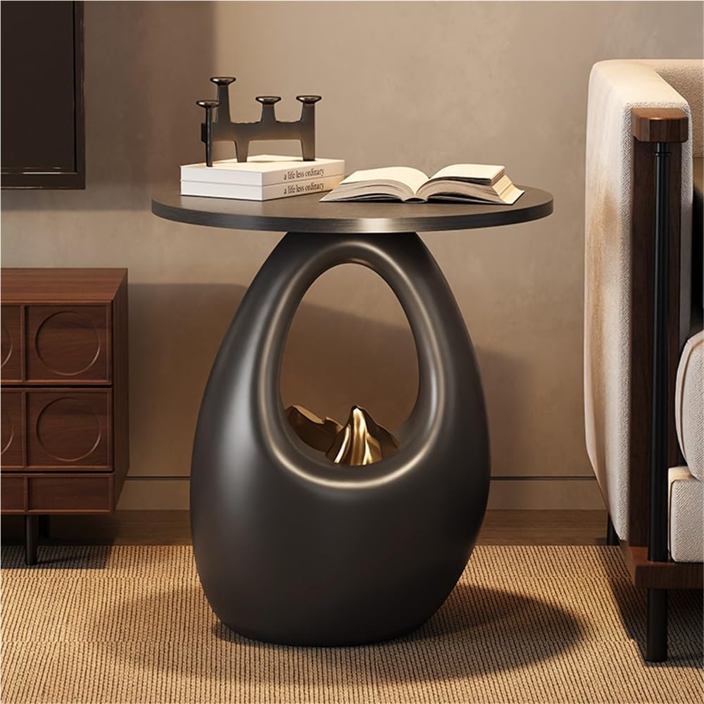 Round Side Table, Creative Nightstand, Stylish Sofa Accent Table, Suitable fo...