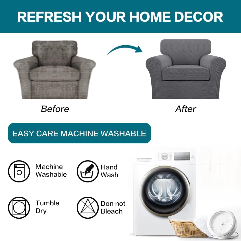 Turquoize 2 Piece Chair Covers Chair Slipcovers for Living Room Armchair Couc...