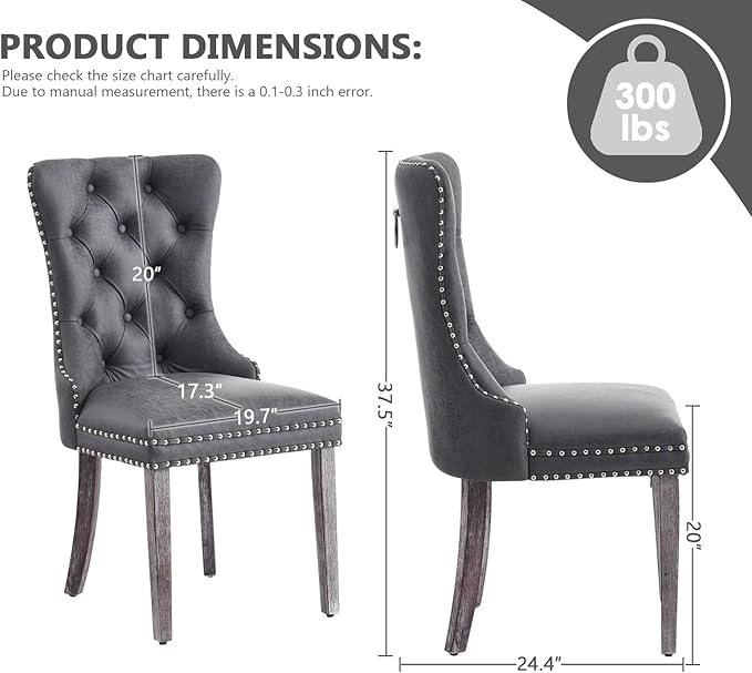 Kiztir Leather Dining Chairs Set of 2, Upholstered Dining Chair with Nailhead...