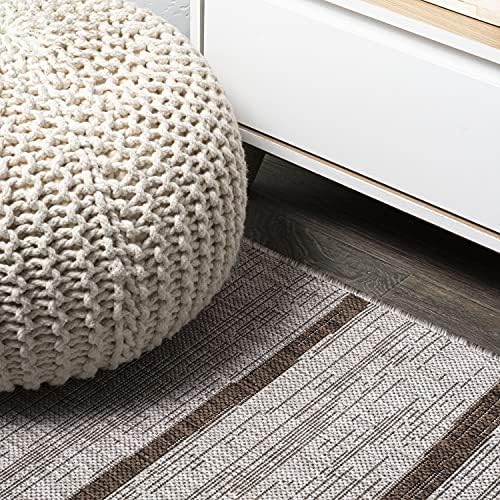 JONATHAN Y Berber Stripe Indoor Outdoor Area Rug 8X10 Beige/Brown, Colonia fo...