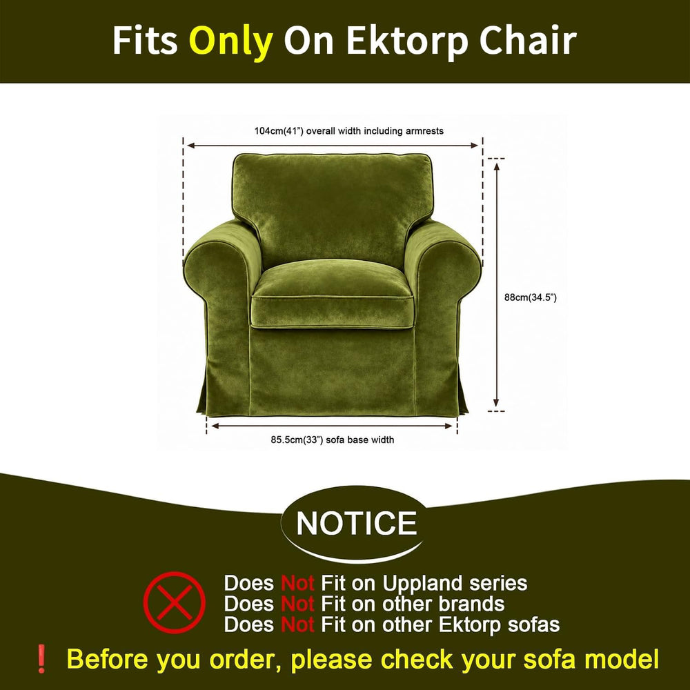 Velvet Pet-Friendly Replacement Ektorp Armchair Cover Compatible for IKEA Ekt...