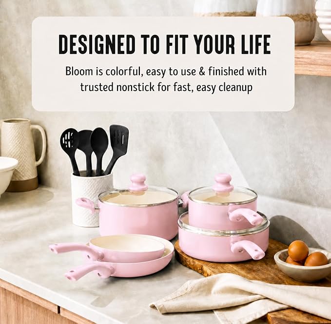 GreenLife 16-Piece Nonstick Cookware Set, Non-Toxic Ceramic Pots and Pans Set