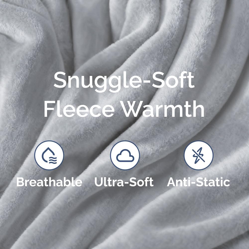 Fleece Blanket Queen Size - Ultra-Soft Warm Flannel Fleece Blanket - Grey