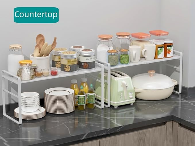 Expandable Cabinet Shelf Organizer Riser