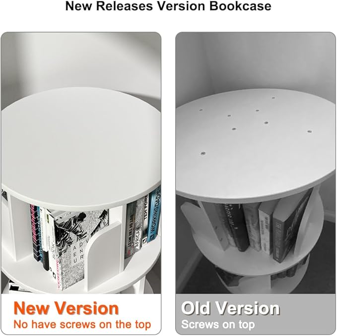 Nidouillet Rotating Bookshelf, Revolving Bookcase 360 Display Round Bookshelf...