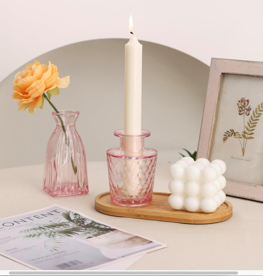 36pcs Pink Glass Bud Vase Set, Small Flower Vases for Centerpieces in Bulk