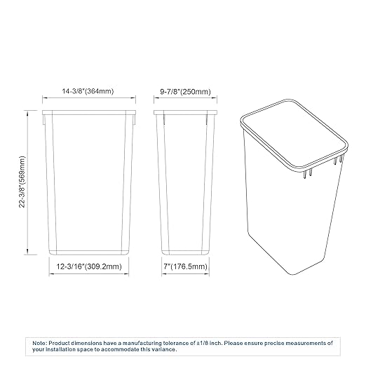 Dowell 50L Wastebasket Trash Container, 52.8Qt/13.2Gal,