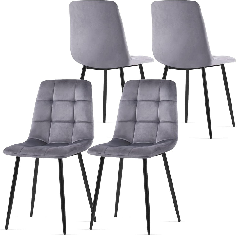Velvet Dining Chairs Set of 4 - Grey Dining Room Chairs with Metal Legs Ideal...