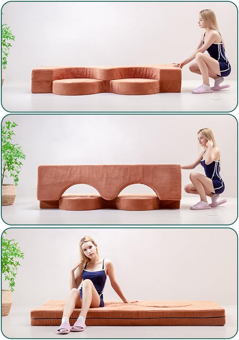 75" Folding Sofa Bed Convertible Futon, Twin Size Sleeper Couch, Washabl...