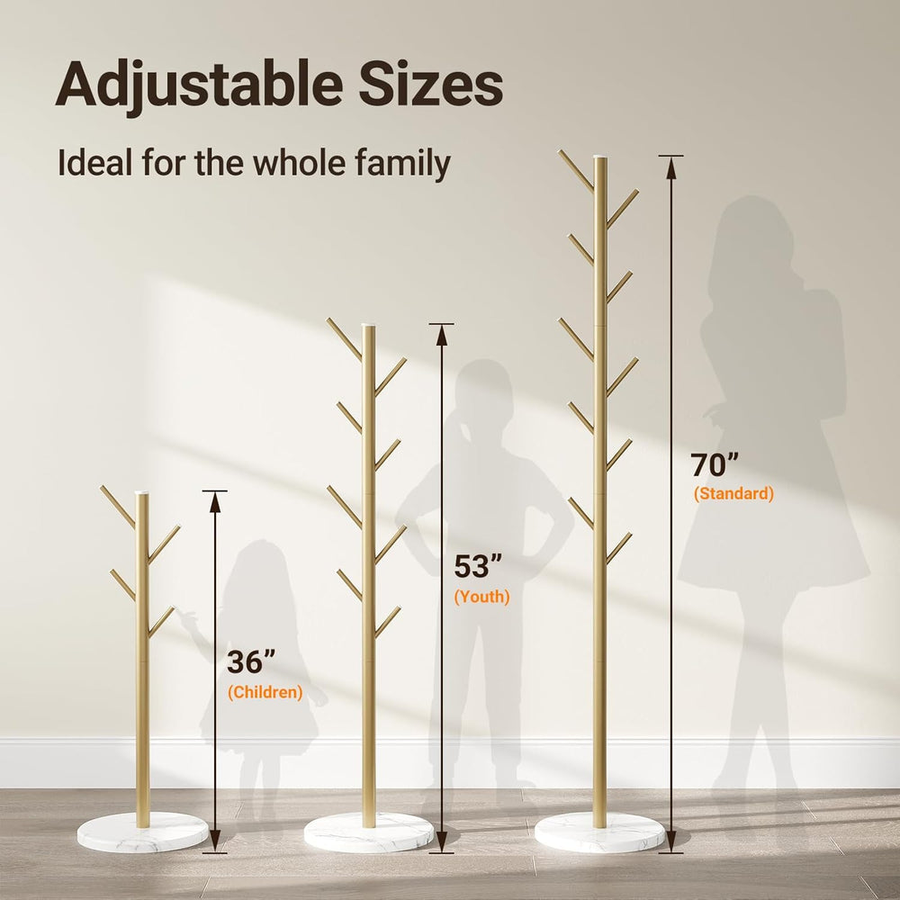 ELYKEN Coat Rack Freestanding with Natural Marble Base, Metal Coat Rack Stand...