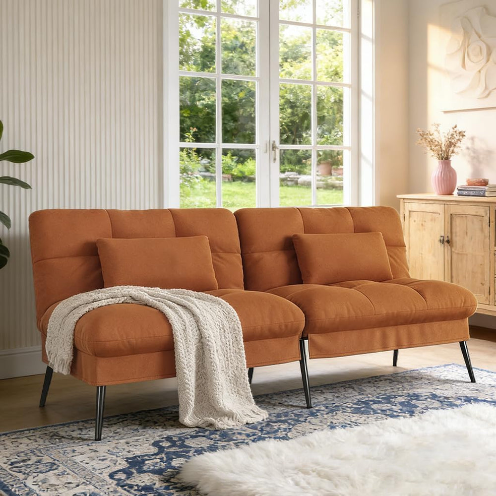COMHOMA 72โณ Futon Sofa Bed, Sleeper Sofa with Adjustable Backrest, Brown