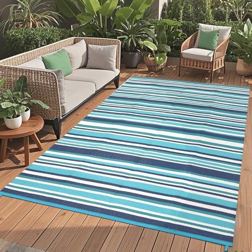 GAOMON 8x10 Large Outdoor Rug Waterproof for Patio Plastic Straw Rug Geometri...