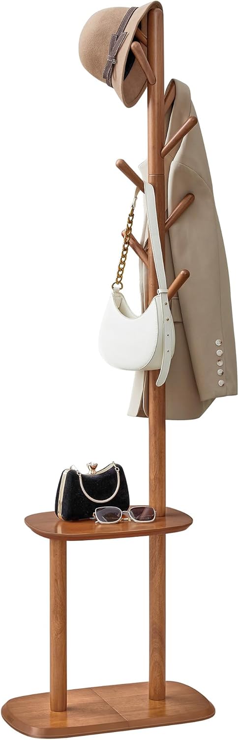 VASAGLE Coat Rack, Free Standing Coat Stand, Hall Coat Tree with 8 Hooks and ...
