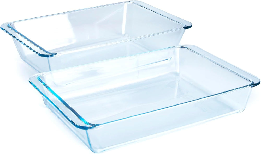 Set of 2 pcs Tempered Glass Baking Dish Set, Deep and Classic Borosilicate