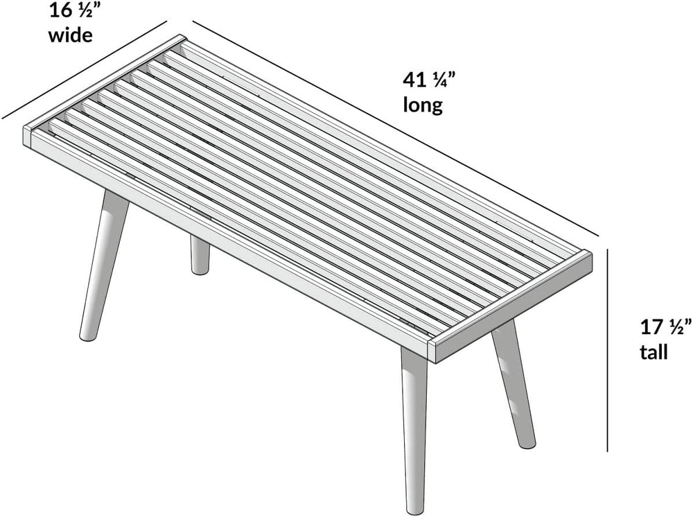 Plank+Beam Rectangular Entryway Bench, Mid-Century Modern, 41.25", Black