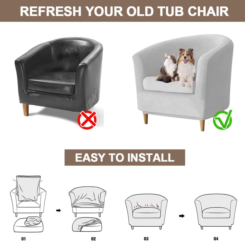 Velvet Club Chair Slipcover 2 Piece Swivel Barrel Chair Covers Slipcover Tub ...