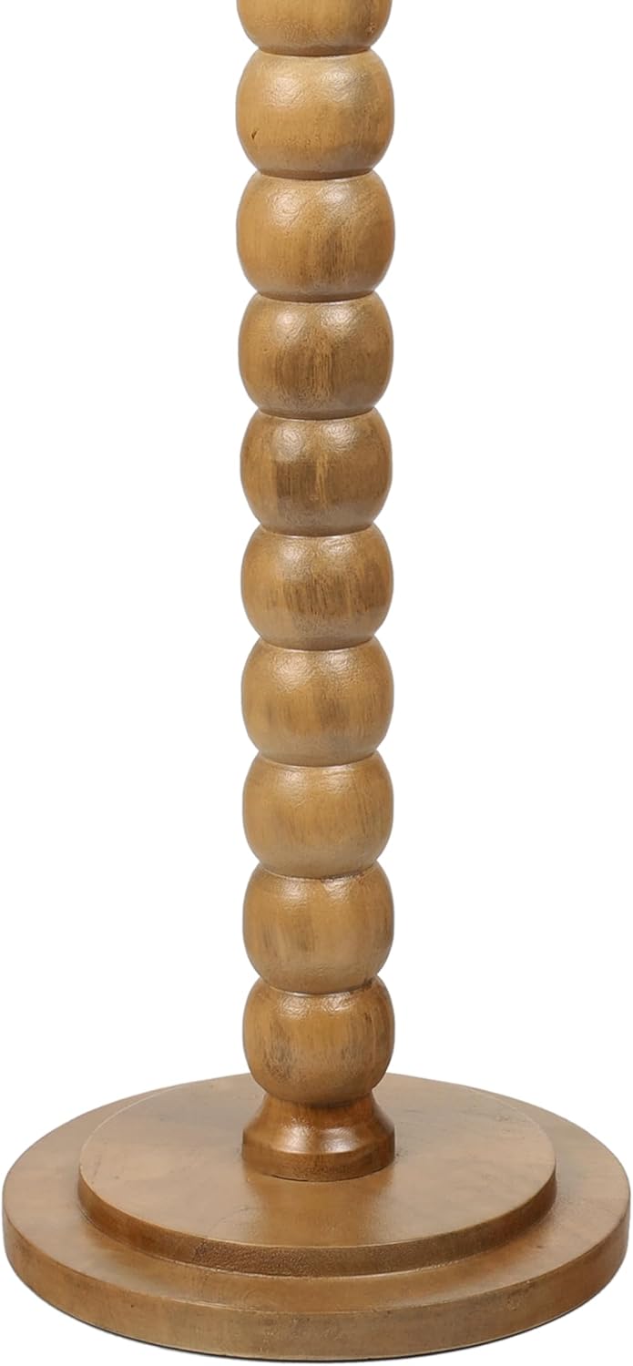 JONATHAN Y Monroe Wood and Marble Round Drink Table with Bobbin Spool Pedesta...