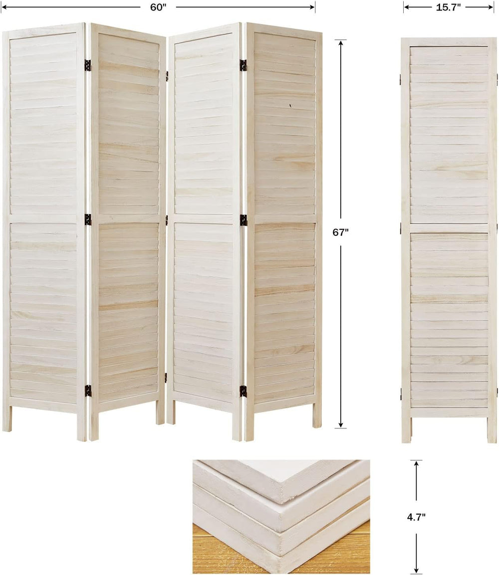 Room Dividers and Folding Privacy Screens, Wood Louvered Separators Divider W...