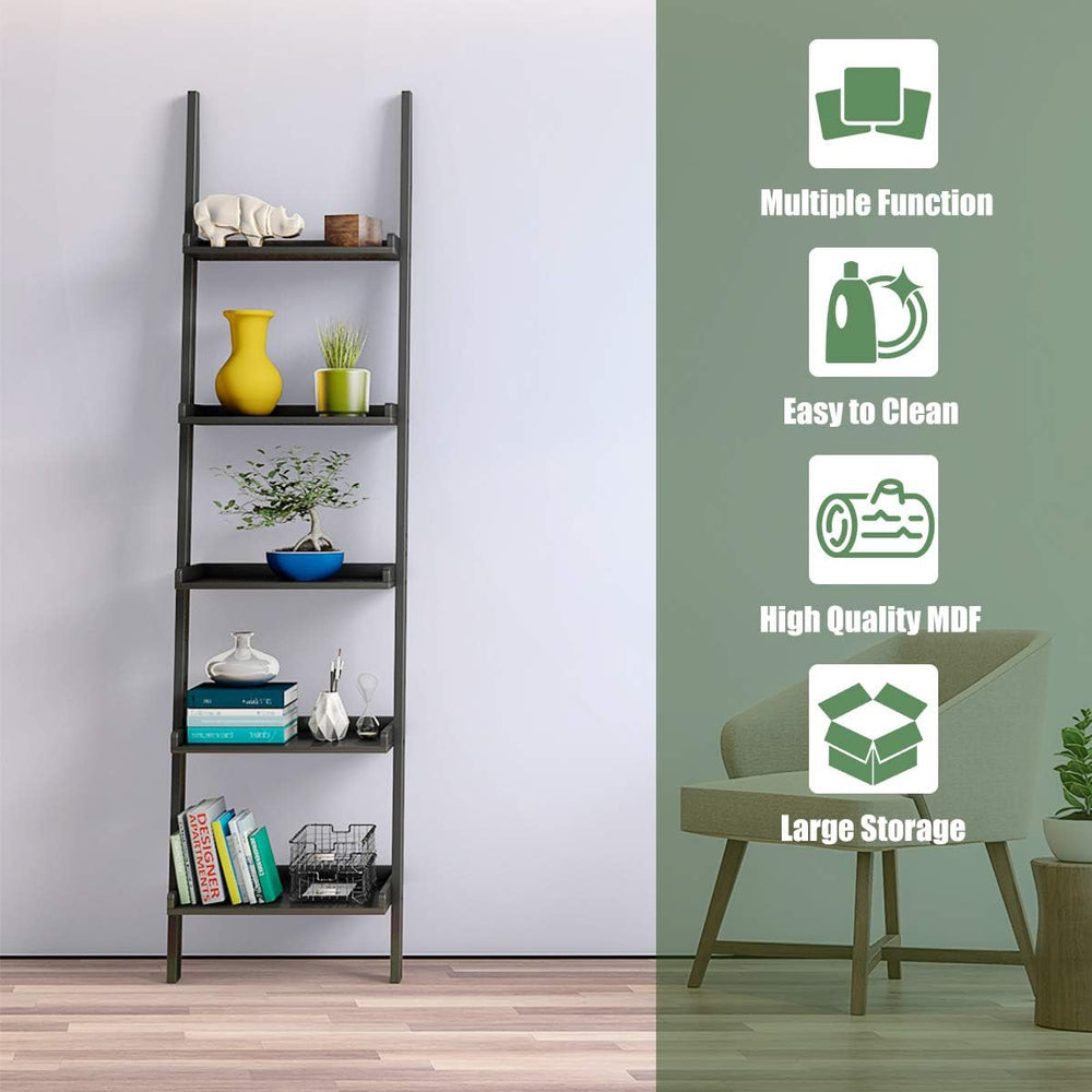 Tangkula Ladder Shelf, 5-Tier Multifunctional Modern Wood Plant Flower Book D...