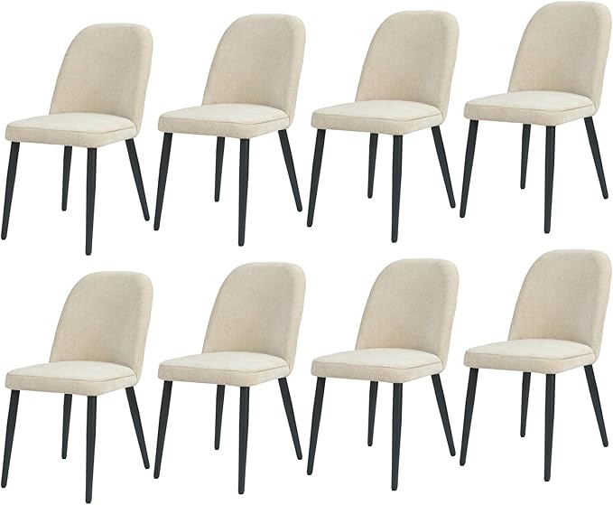 Upholstered Dining Chairs Set of 8 Modern Kitchen Chairs Chenille Fabric Dini...