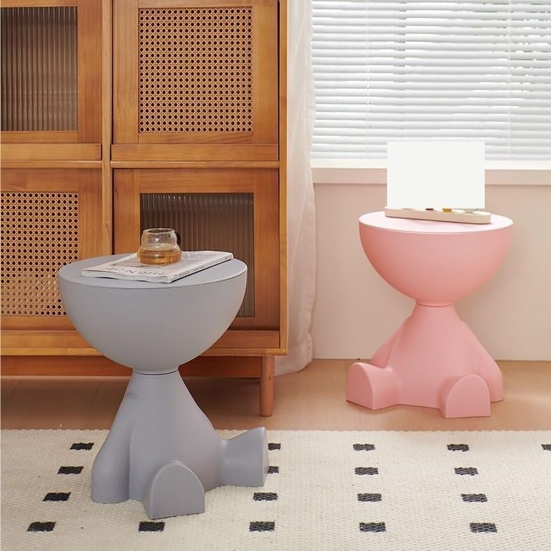 Creative Side Table, Bedside Table with Storage, Round End Table, Balcony Tab...