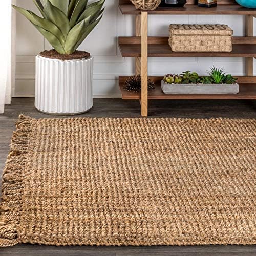 JONATHAN Y Handwoven Jute Fringe Natural Indoor Area Rug, 5x8, Pata, Bohemian...