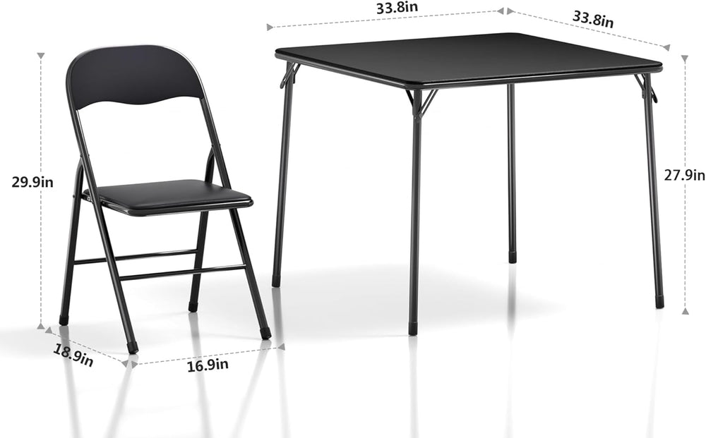 VECELO Folding Card Table and Chair Set of 5 Foldable with Padded Upholstery ...