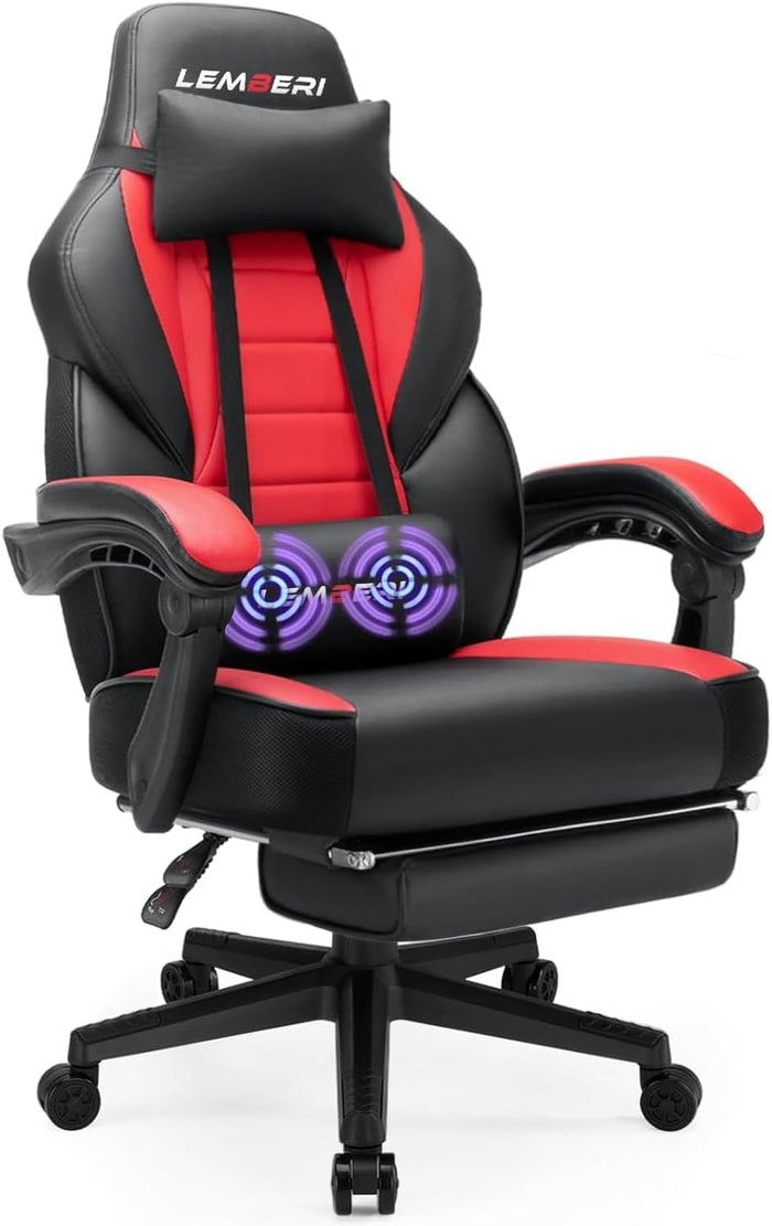 Big and Tall Gaming Chair, 400lb Capacity, Red