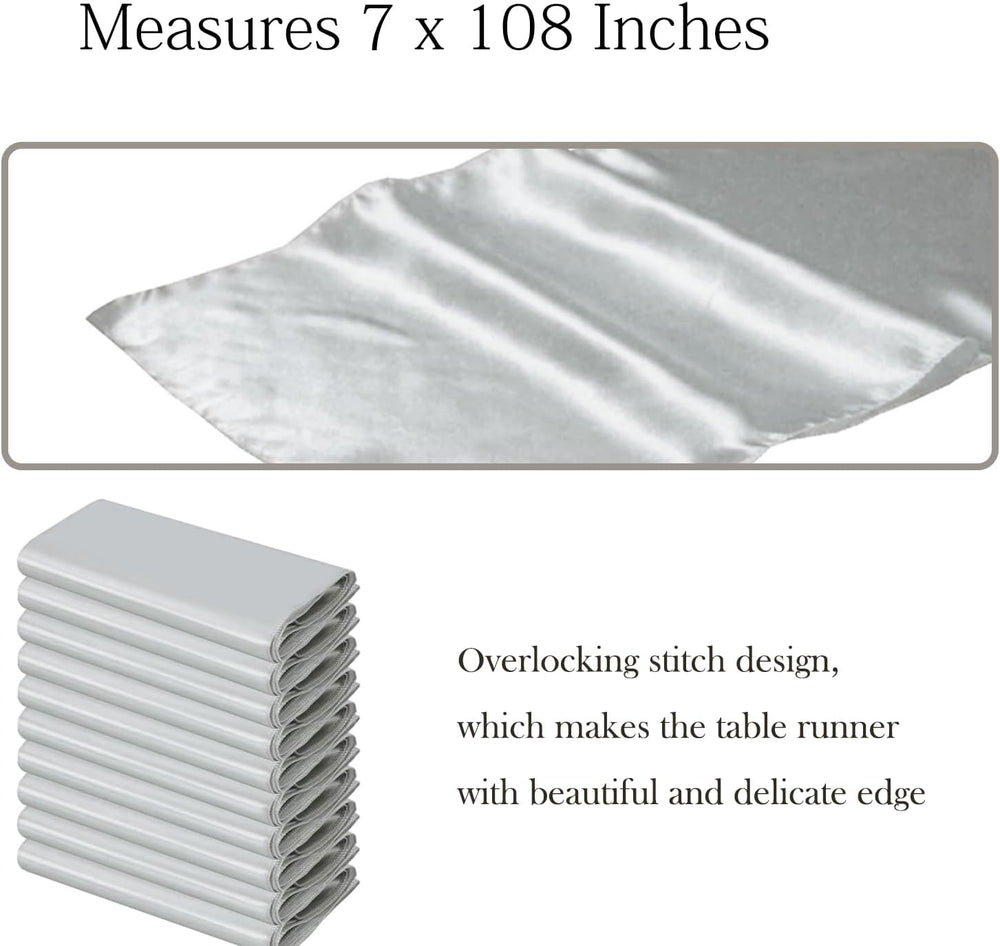 Wedding Satin Silver Chair Sashes Bows 50 Pack Fitted Chair Ribbons 7x108 Inc...