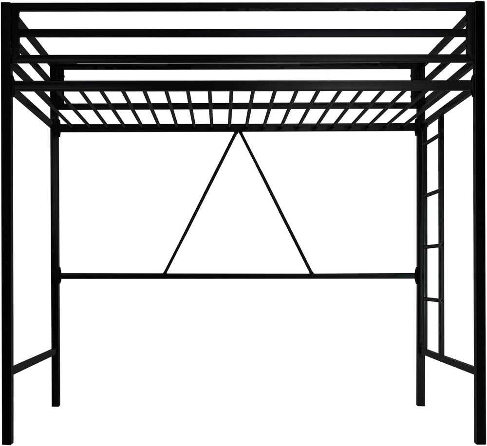 Allewie Metal Loft Bed Twin Size with Guardrail and Ladder,Black