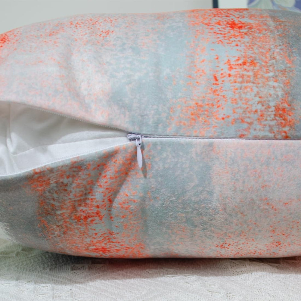 Cushion Cover 40 x 40 cm, Orange Grey White Cushion Covers, Set of 2, Decorat...