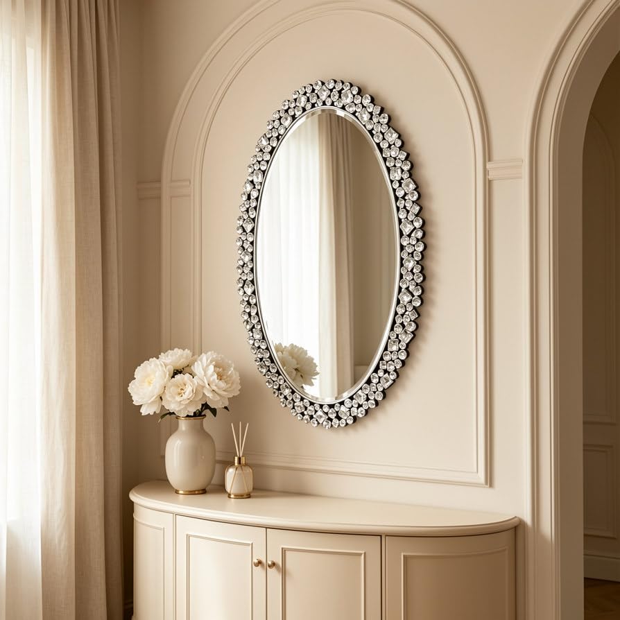 SHYFOY Oval Wall Mirrors Decorative, Ornate Accent Mirror